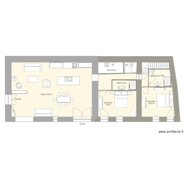 Gîte Isnard 5682 rdc. Plan de 5 pièces et 110 m2