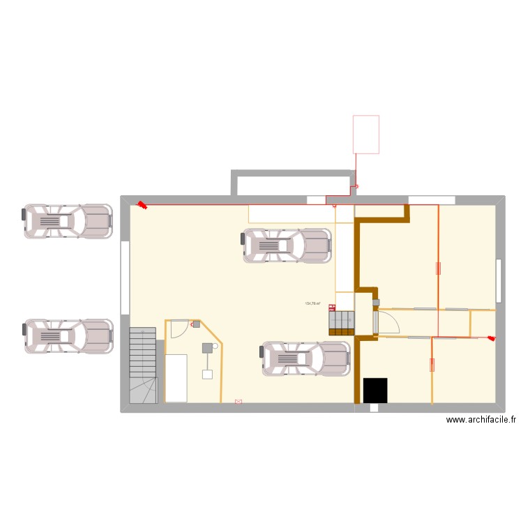 entrepot. Plan de 1 pièce et 155 m2