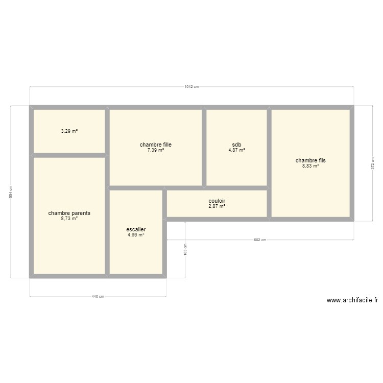 saur. Plan de 7 pièces et 41 m2