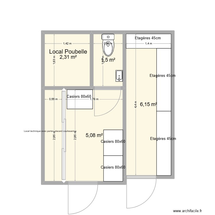 Martin 3. Plan de 5 pièces et 17 m2