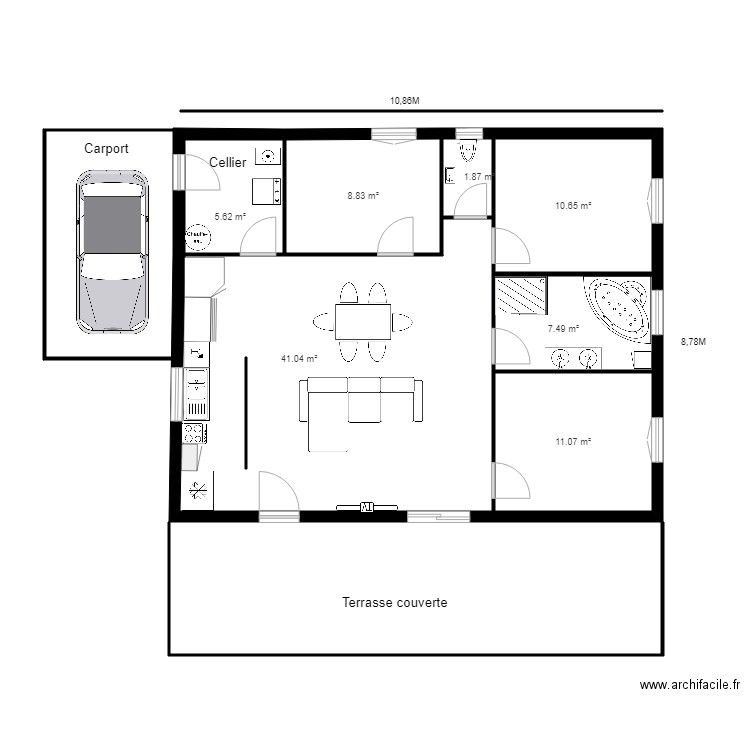 Plan 1 CLO 4. Plan de 7 pièces et 87 m2