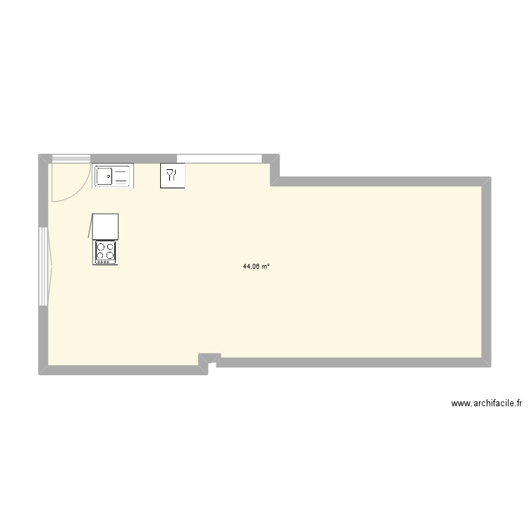 la ferter. Plan de 1 pièce et 44 m2