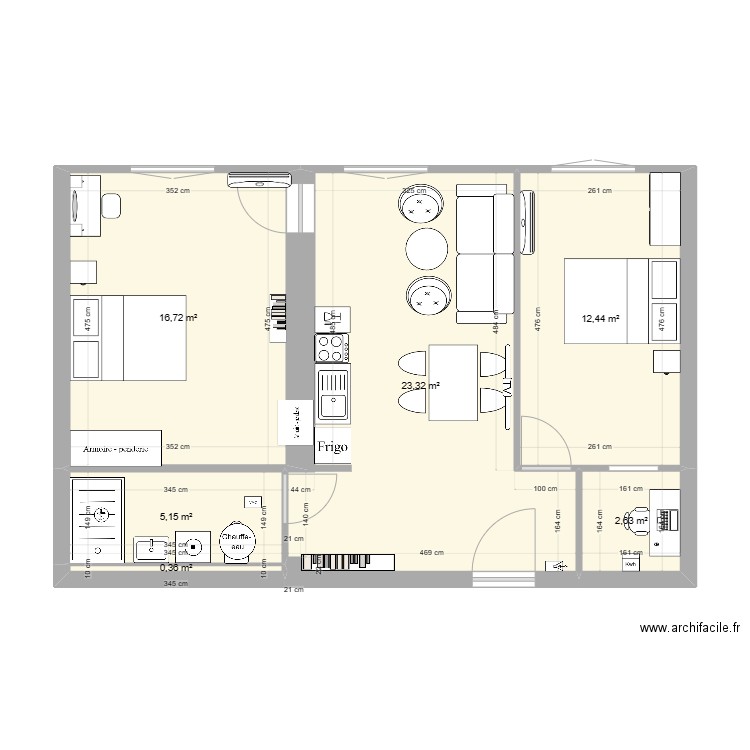 29 FelixViallet - plan revu en aout. Plan de 6 pièces et 61 m2