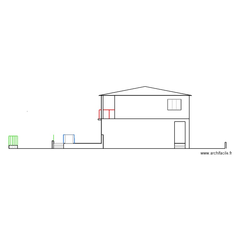 Façade latérale. Plan de 0 pièce et 0 m2