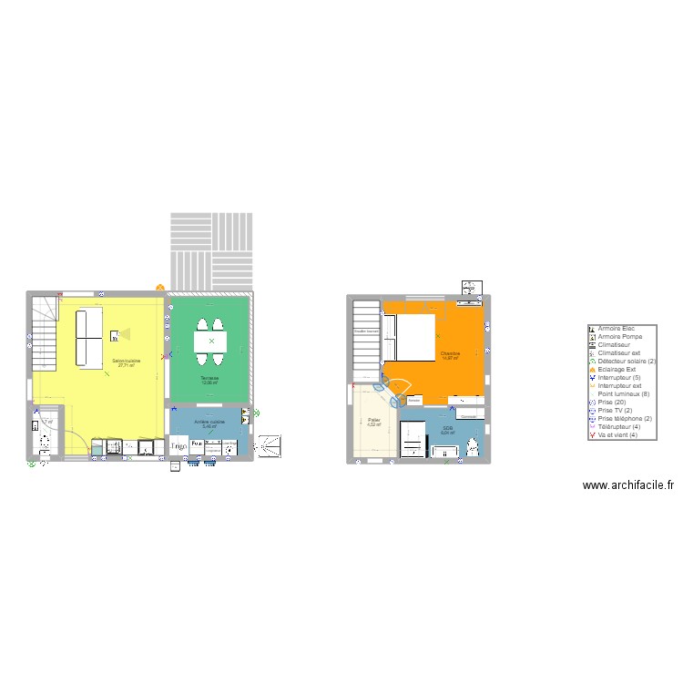 MAISON. Plan de 8 pièces et 76 m2