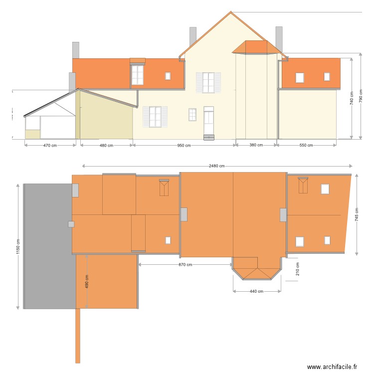 Facade extension bis. Plan de 0 pièce et 0 m2