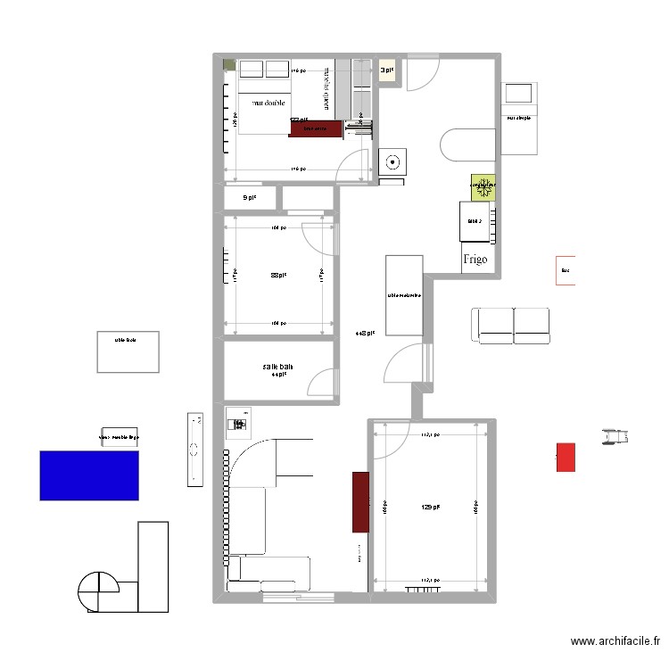 MTL nord v3. Plan de 7 pièces et 78 m2