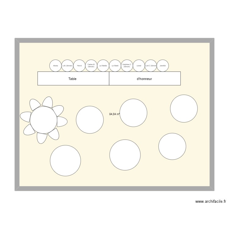 Plan de table Mariage. Plan de 1 pièce et 95 m2