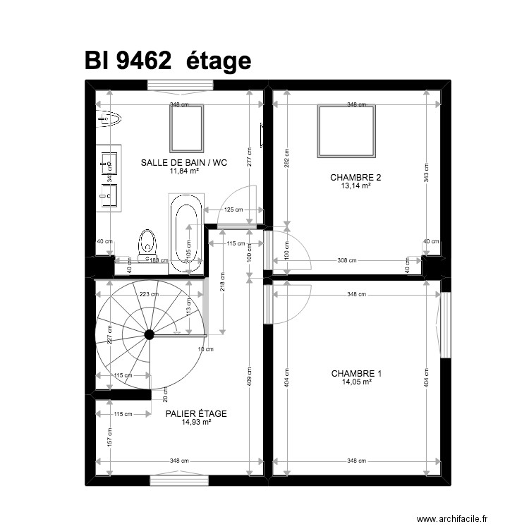 BI 9462. Plan de 19 pièces et 215 m2