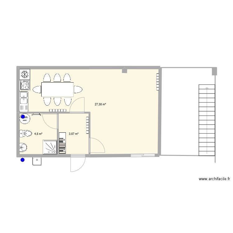 local2. Plan de 3 pièces et 36 m2