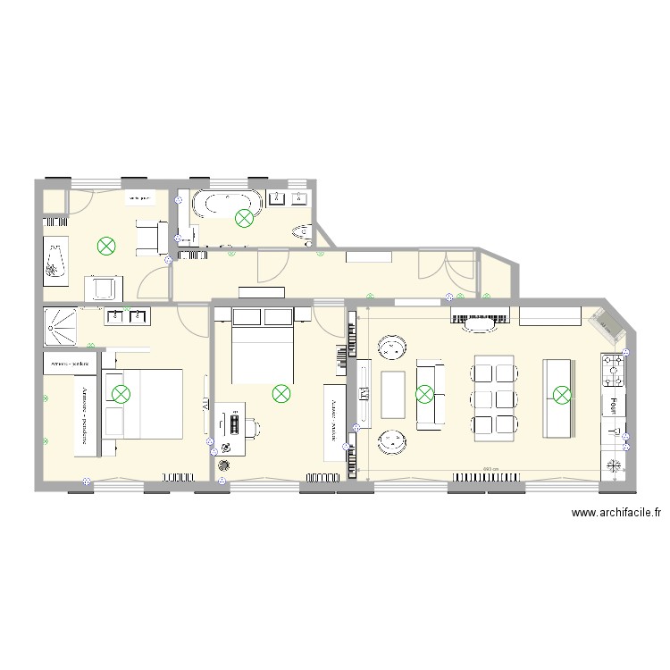 Nanterre Plan v2. Plan de 9 pièces et 90 m2