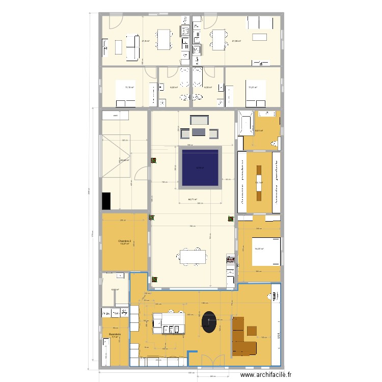 Brezins. Plan de 16 pièces et 303 m2