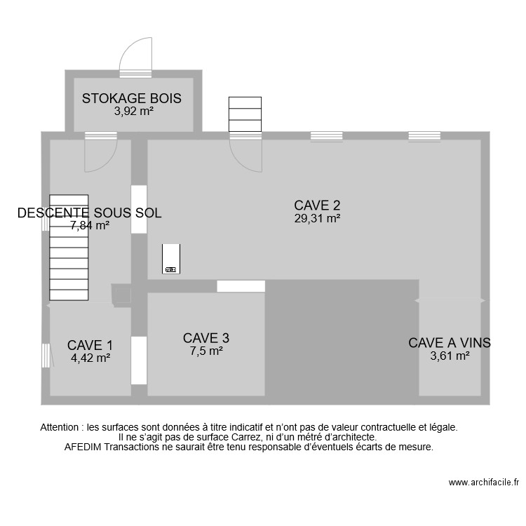 BI 8448 SOUS SOL. Plan de 8 pièces et 65 m2