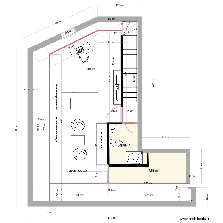  101 ALAMANDA ETAGE. Plan de 2 pièces et 8 m2