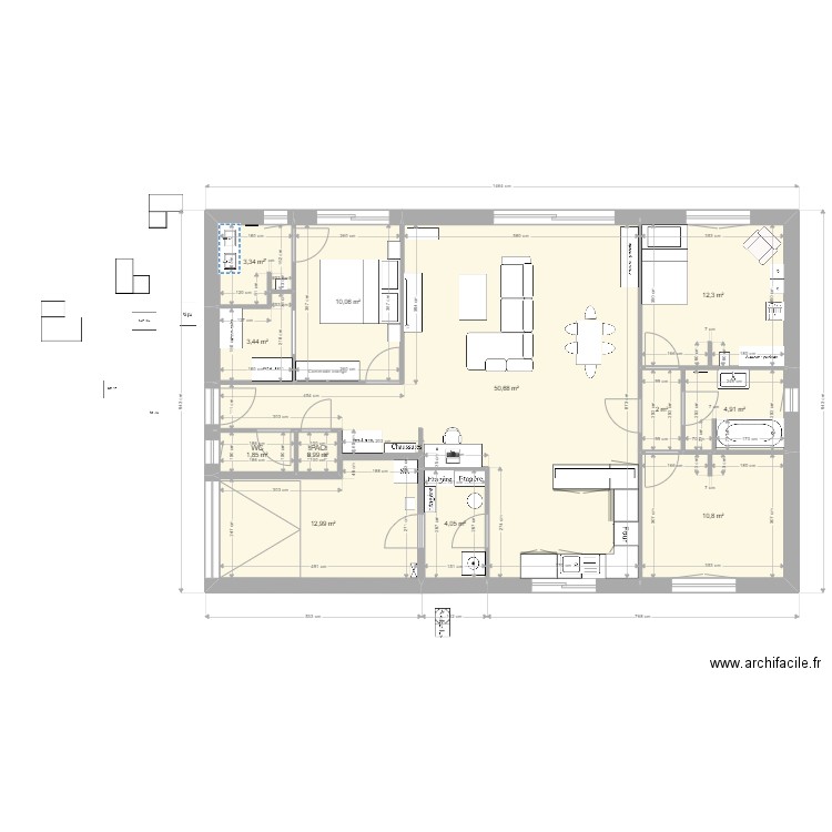 Maison Beautiran Plan Electrique. Plan de 12 pièces et 117 m2