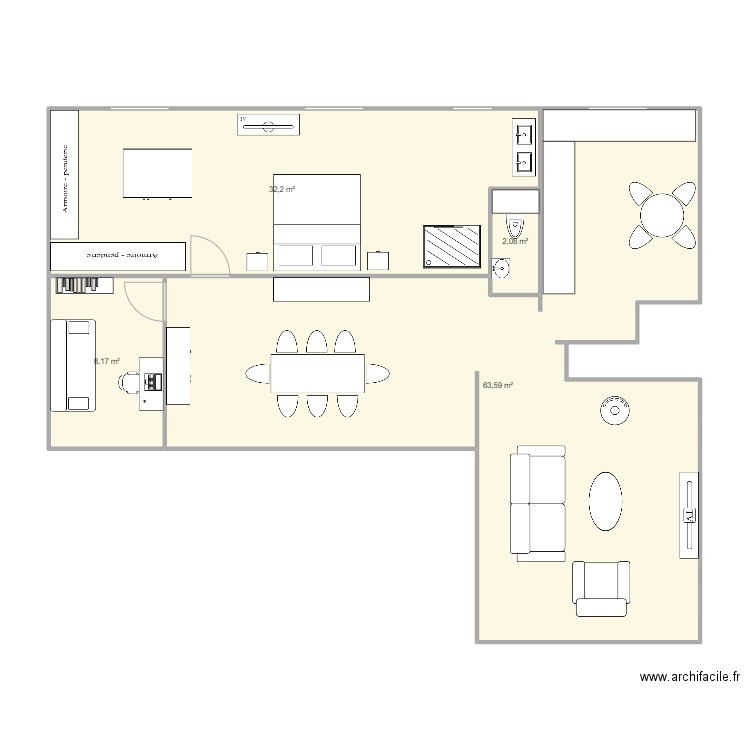 Plan Maison V. Plan de 4 pièces et 106 m2