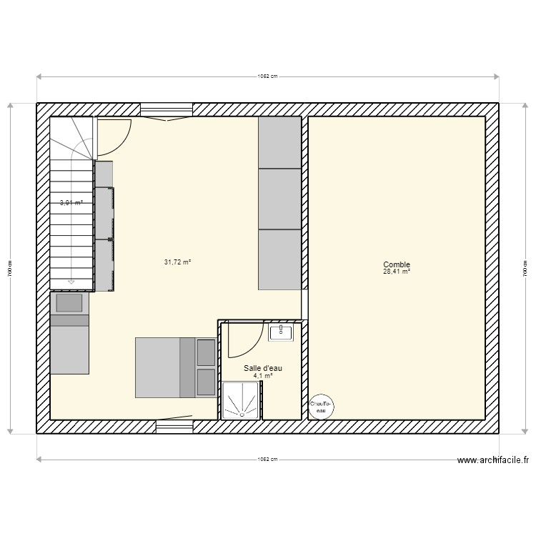 Maison Nimes Etage. Plan de 4 pièces et 68 m2