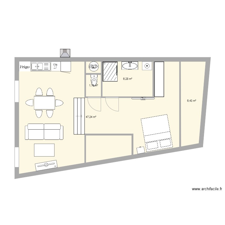 2eme etage tulette bis2. Plan de 5 pièces et 62 m2