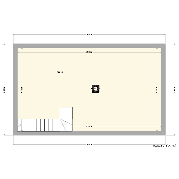 sous sol cannes. Plan de 2 pièces et 50 m2