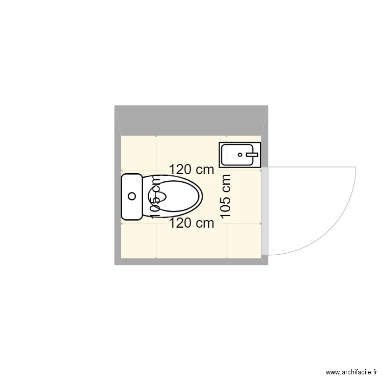 WC RdC. Plan de 1 pièce et 1 m2