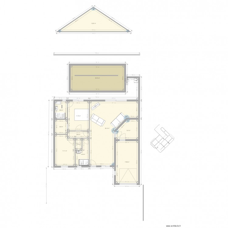 maison Chauvigny plein pieds 12 m avec canape 1610216 1830. Plan de 0 pièce et 0 m2