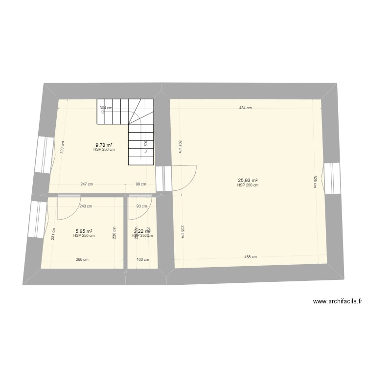 1er STe Cécile. Plan de 4 pièces et 44 m2