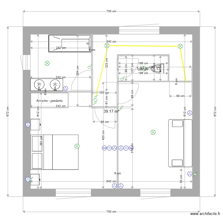 plan electrique etage. Plan de 0 pièce et 0 m2