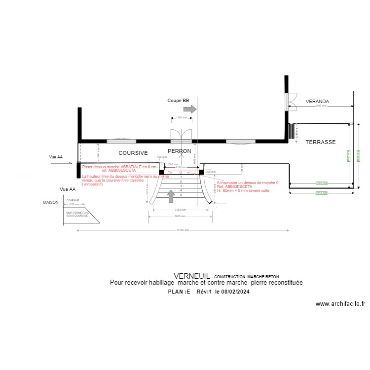 VERNEUIL Coursive Escalier Perron Terrasse. Plan de 0 pièce et 0 m2