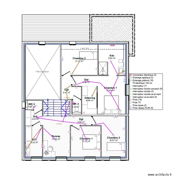 SIMON ET NEYRET-PLAN ELECTRIQUE R+1. Plan de 0 pièce et 0 m2