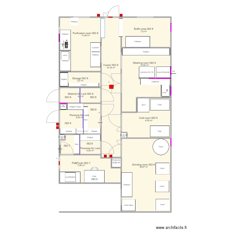 Ashley. Plan de 14 pièces et 100 m2