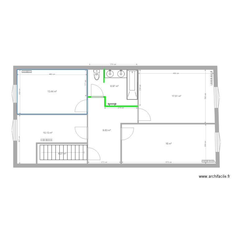 37v 2a. Plan de 7 pièces et 78 m2