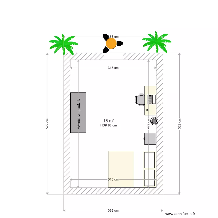 Chambre Maeva. Plan de 