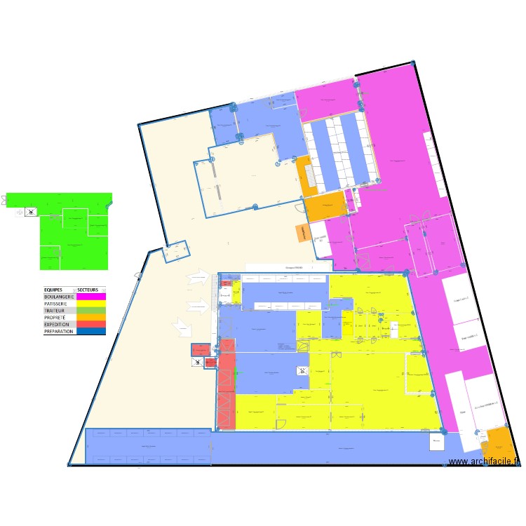 Laboratoire ODP 2022 test bureau. Plan de 66 pièces et 3300 m2