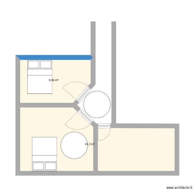 mE r. Plan de 2 pièces et 33 m2