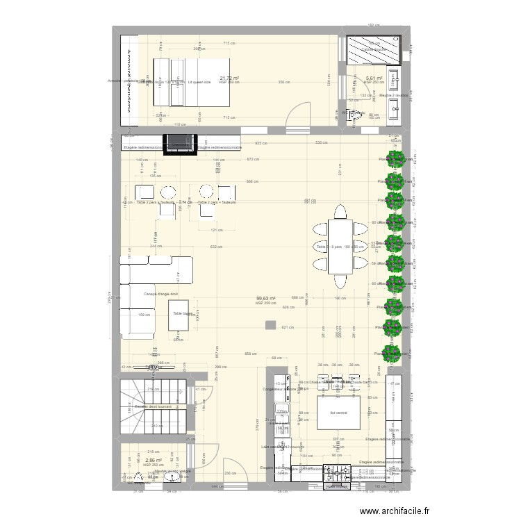 30 Rdc 22/07. Plan de 4 pièces et 130 m2