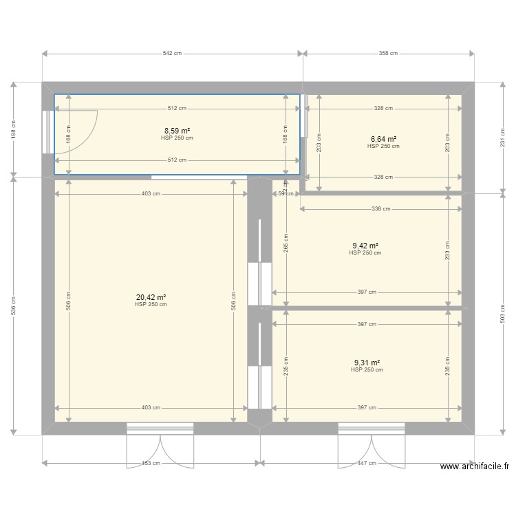 RICHARD. Plan de 5 pièces et 54 m2