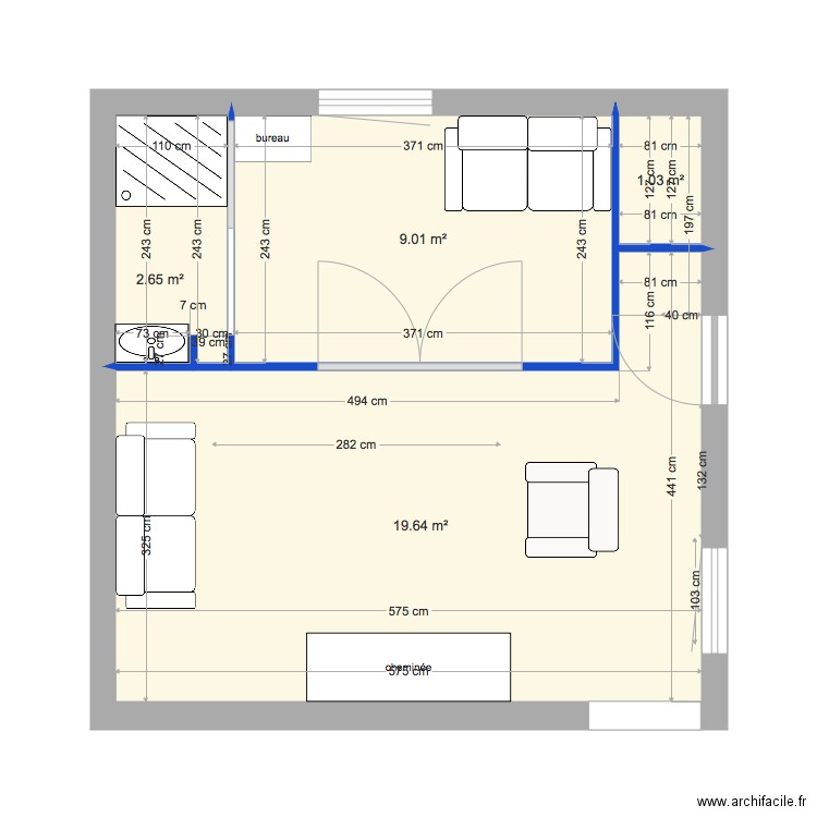 salon et sdb bis. Plan de 0 pièce et 0 m2