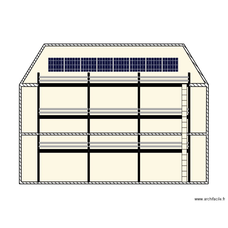 PLAN 2 LIGNES DE 4. Plan de 35 pièces et 49 m2