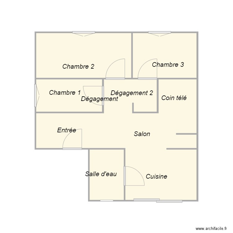 Croquis YOUNES. Plan de 5 pièces et 22 m2