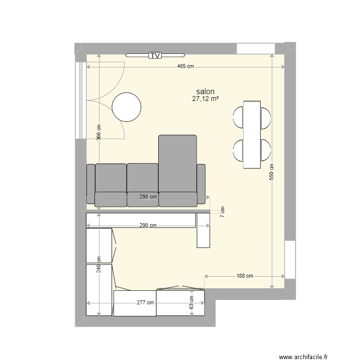 sejour Mlife. Plan de 1 pièce et 27 m2