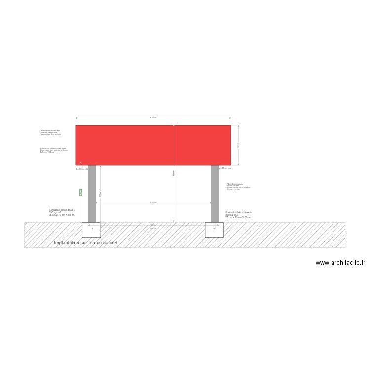 Plan vue depuis coté EST. Plan de 0 pièce et 0 m2