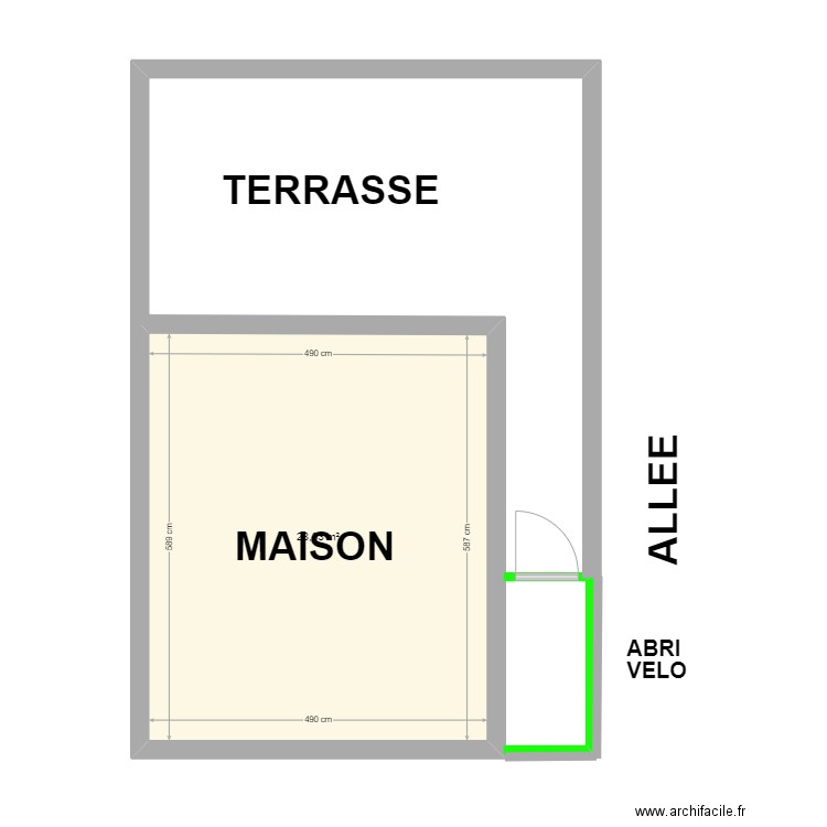 ABRI VELO. Plan de 1 pièce et 29 m2