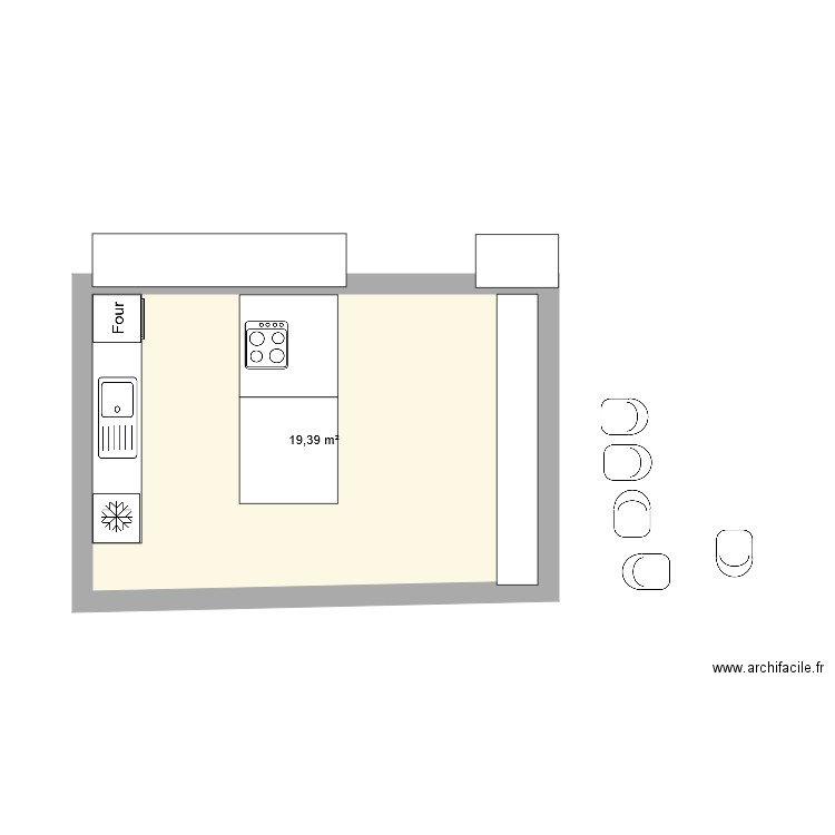 plan 3. Plan de 1 pièce et 19 m2