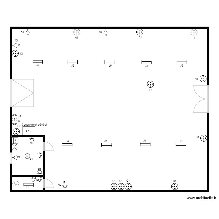 Atelier Luis Camacho 1er partie. Plan de 3 pièces et 262 m2