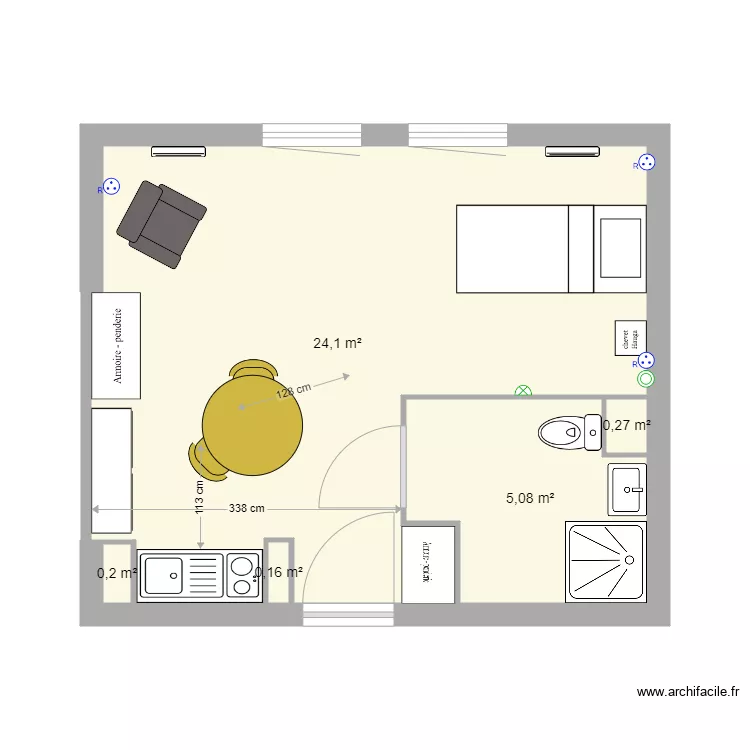 studio r&eacute;sidence chopin. Plan de 