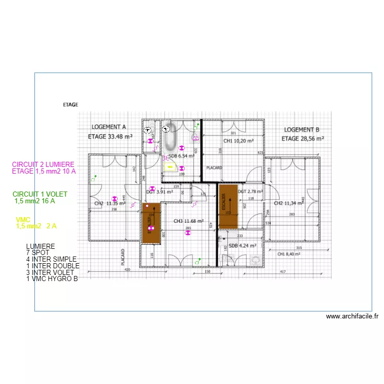 MAISON A ETAGE LUMIERE VOLET. Plan de 