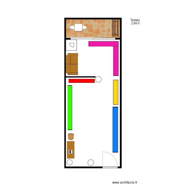 PlanUC modifié. Plan de 2 pièces et 23 m2