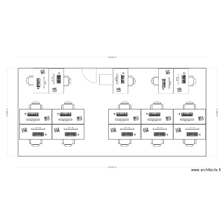 Réfectoire provisoire. Plan de 1 pièce et 50 m2