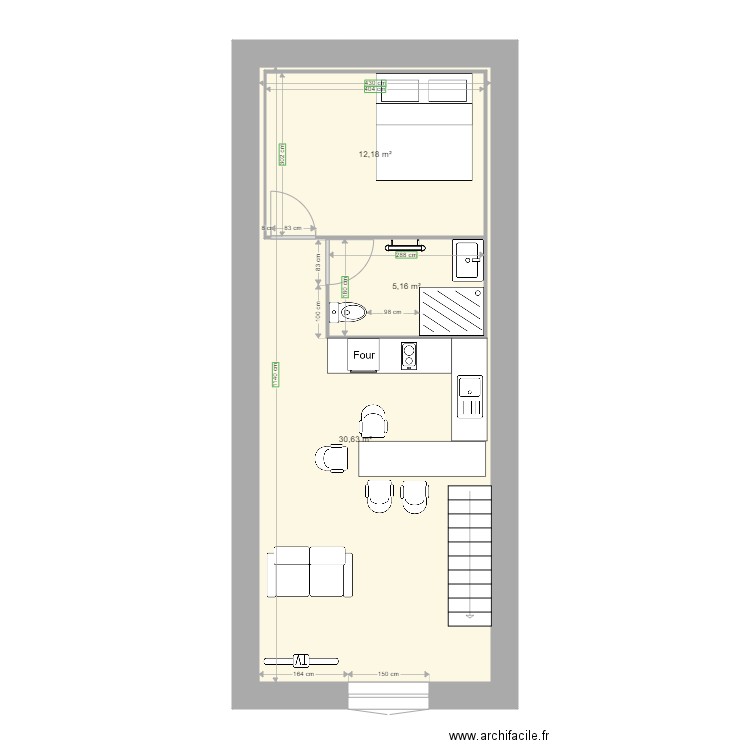 delaplace. Plan de 3 pièces et 66 m2