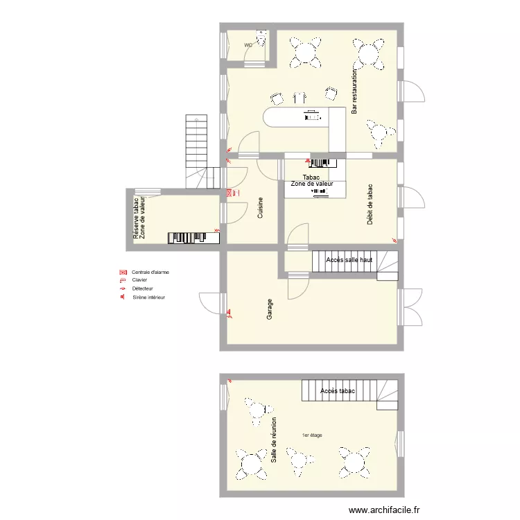 Tabac K FEE LA GROASSE Alarme anti intrusion. Plan de 